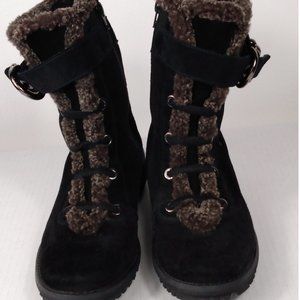 Stuart Weitzman Black/Grey Suede Mid Calf Boot Size: 7.5M